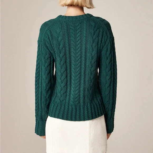 J Crew Cable-knit crewneck sweater XXS Green - Picture 8 of 9